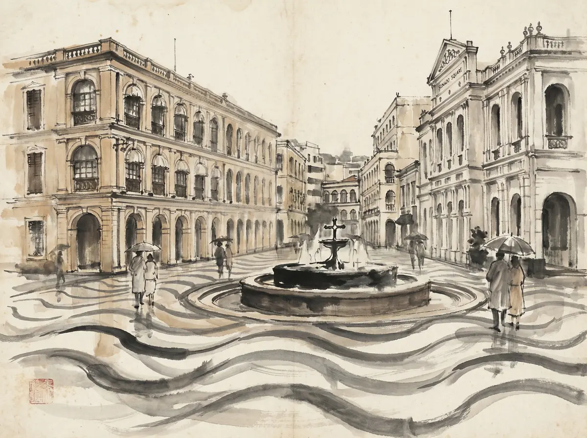 澳门资料推荐澳门议事亭前地水墨画风格